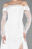 Standesamtkleid Lang Spitze Weiß ABU5723