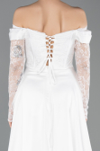 Standesamtkleid Lang Spitze Weiß ABU5723