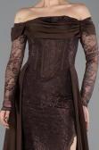 Standesamtkleid Lang Spitze Braun ABU5723
