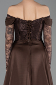 Standesamtkleid Lang Spitze Braun ABU5723