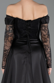 Standesamtkleid Lang Spitze Schwarz ABU5723