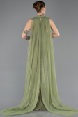 Abendkleid im Meerjungfrau-Stil Lang Perlenbesetzt Khaki ABU5741