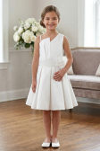 Abendkleid für Kinder Kurz Satin Weiß ABK2521