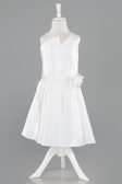 Abendkleid für Kinder Kurz Satin Weiß ABK2521