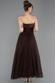 Abendkleid Midi Spitze Braun ABK2538