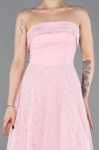 Abendkleid Midi Spitze Puder ABK2538