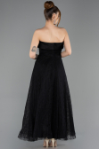 Abendkleid Midi Spitze Schwarz ABK2538