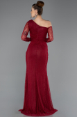 Weinrot Standesamtkleid Spitze Lang ABU5618