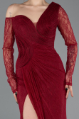 Weinrot Standesamtkleid Spitze Lang ABU5618