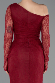 Weinrot Standesamtkleid Spitze Lang ABU5618