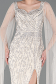 Abendkleid Lang Steinbesetzt Beige ABU5751