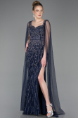 Abendkleid Lang Steinbesetzt Marineblau ABU5751