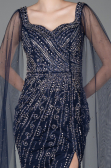 Abendkleid Lang Steinbesetzt Marineblau ABU5751
