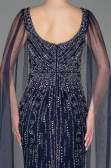 Abendkleid Lang Steinbesetzt Marineblau ABU5751