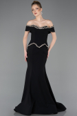 Abendkleid im Meerjungfrau-Stil Lang Schwarz ABU5755
