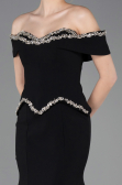 Abendkleid im Meerjungfrau-Stil Lang Schwarz ABU5755