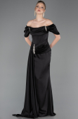 Abendkleid im Meerjungfrau-Stil Lang Satin Schwarz ABU5765