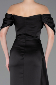 Abendkleid im Meerjungfrau-Stil Lang Satin Schwarz ABU5765