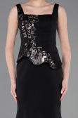 Abendkleid im Meerjungfrau-Stil Lang Schwarz ABU5768