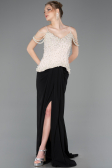 Abendkleid Lang Chiffon Schwarz-Beige ABU5753