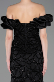 Abendkleid im Meerjungfrau-Stil Lang Schuppig Schwarz ABU5780