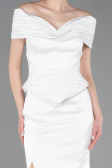 Standesamtkleid Lang Satin Weiß ABU5785