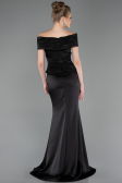 Standesamtkleid Lang Satin Schwarz ABU5785