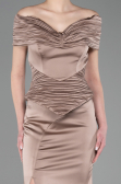Standesamtkleid Lang Satin Nerzbraun ABU5785