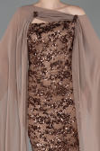 Abendkleid Lang Schuppig Kupfer ABU5790