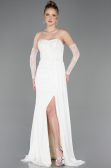 Standesamtkleid Lang Chiffon Weiß ABU5791
