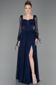 Standesamtkleid Lang Spitze Marineblau ABU5797