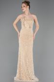 Gold Abendkleid Perlenbesetzt Lang ABU5511