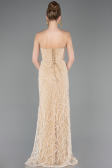Gold Abendkleid Perlenbesetzt Lang ABU5511