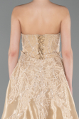 Gold Abendkleid Perlenbesetzt Lang ABU5511