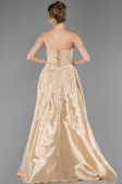 Gold Abendkleid Perlenbesetzt Lang ABU5511