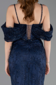 Abendkleid im Meerjungfrau-Stil Lang Spitze Marineblau ABU5822