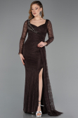 Braun Standesamtkleid Spitze Lang ABU5588