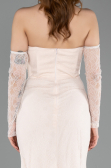 Beige Standesamtkleid Spitze Lang ABU5603