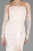 Beige Standesamtkleid Spitze Lang ABU5603