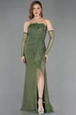 Khaki Standesamtkleid Spitze Lang ABU5603