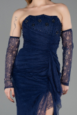 Marineblau Standesamtkleid Spitze Lang ABU5603