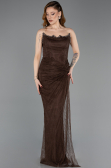 Standesamtkleid Lang Spitze Braun ABU5823