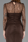 Standesamtkleid Lang Spitze Braun ABU5823
