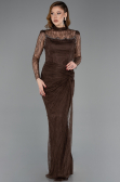 Standesamtkleid Lang Spitze Braun ABU5823