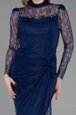 Standesamtkleid Lang Spitze Marineblau ABU5823