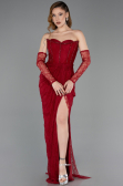 Abendkleid Lang Spitze Weinrot ABU5770