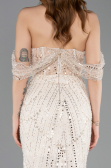 Abendkleid Lang Perlenbesetzt Beige ABU5833