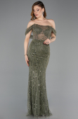 Abendkleid Lang Perlenbesetzt Khaki ABU5833