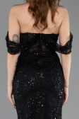 Abendkleid Lang Perlenbesetzt Schwarz ABU5833
