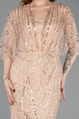 Abendkleid Lang Perlenbesetzt Gold ABU5798